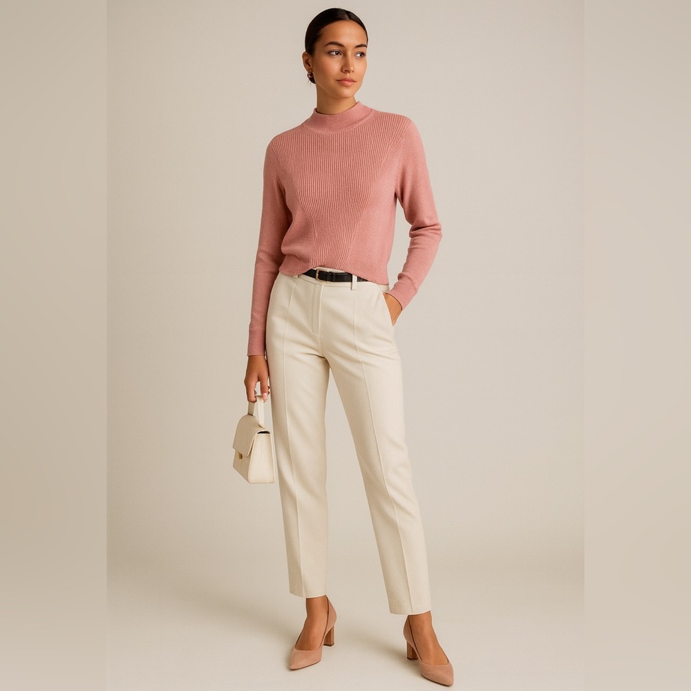 Soho New York & Company Jeans Pink Ribbed Mock Neck Sweater Pullover – Size L - Picture 3 of 14